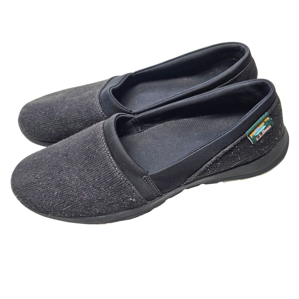 LL Bean Womens 503514 Everyday Slip On Shoes Charcoal Gray Knit Flats‎ Size 8 M